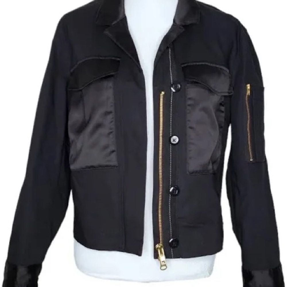 Cabi Womens Jacket Size Medium Boxy Moto Style. BLACK